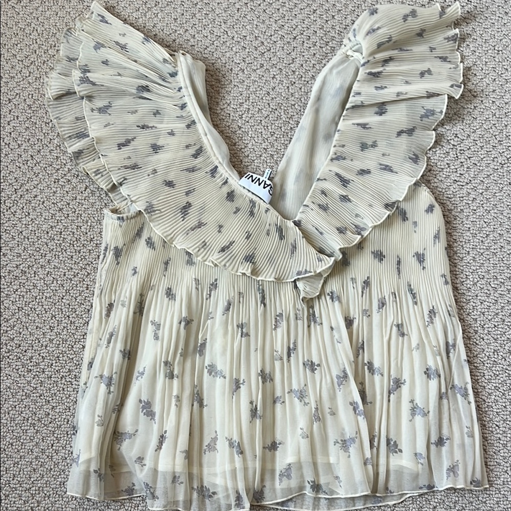 Elegant GANNI Cream and Gray Women's Top - Picture 6 of 6